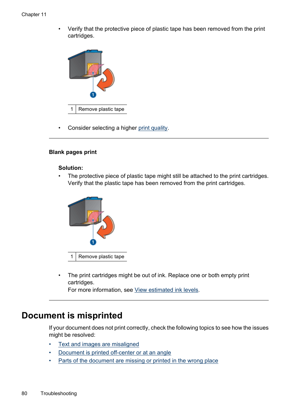 Document is misprinted | HP Deskjet D2445 Printer User Manual | Page 82 / 98