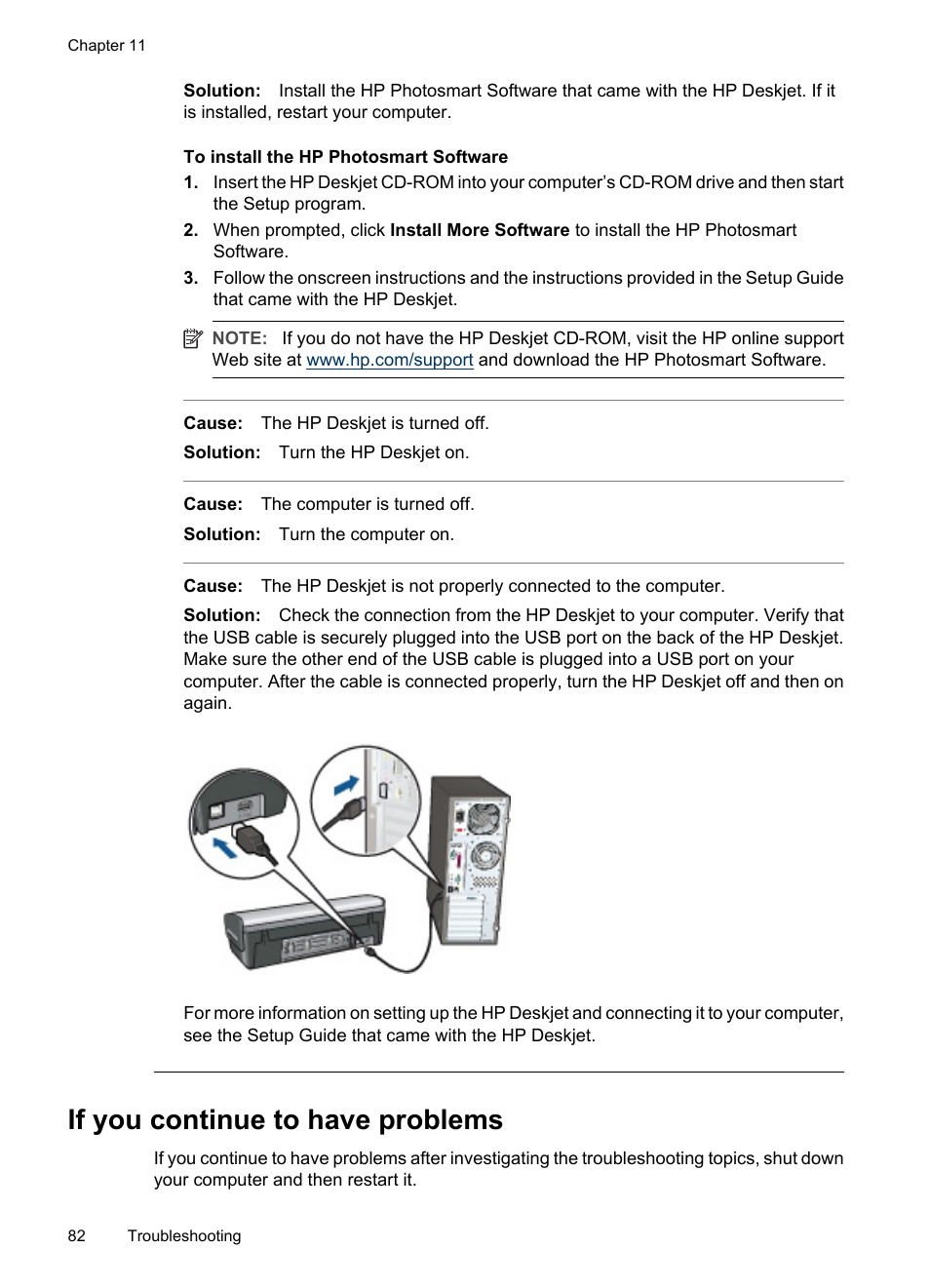 If you continue to have problems | HP Deskjet D2445 Printer User Manual | Page 84 / 98