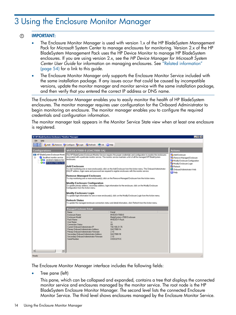 3 using the enclosure monitor manager | HP OneView for Microsoft System Center User Manual | Page 14 / 60