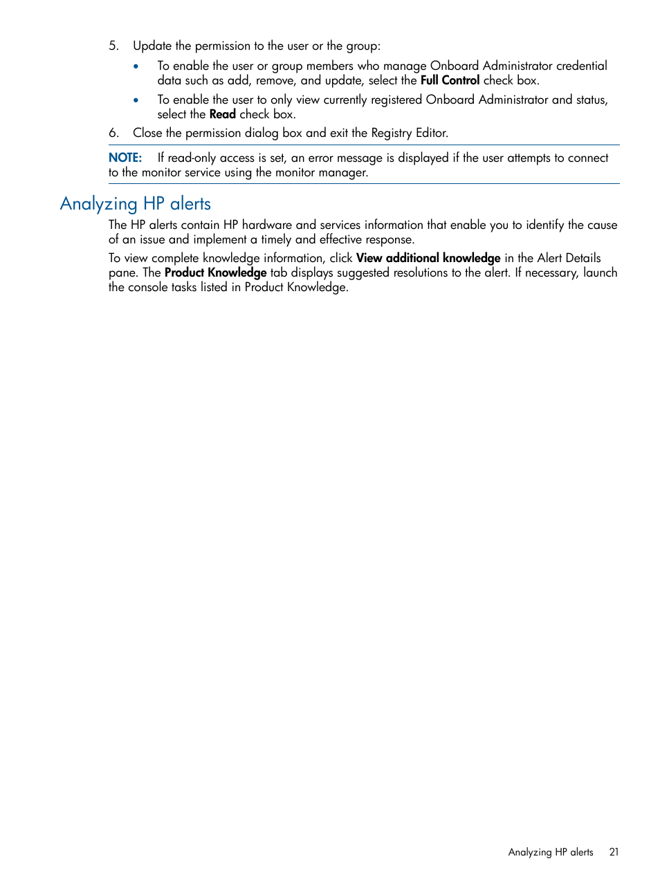 Analyzing hp alerts | HP OneView for Microsoft System Center User Manual | Page 21 / 60