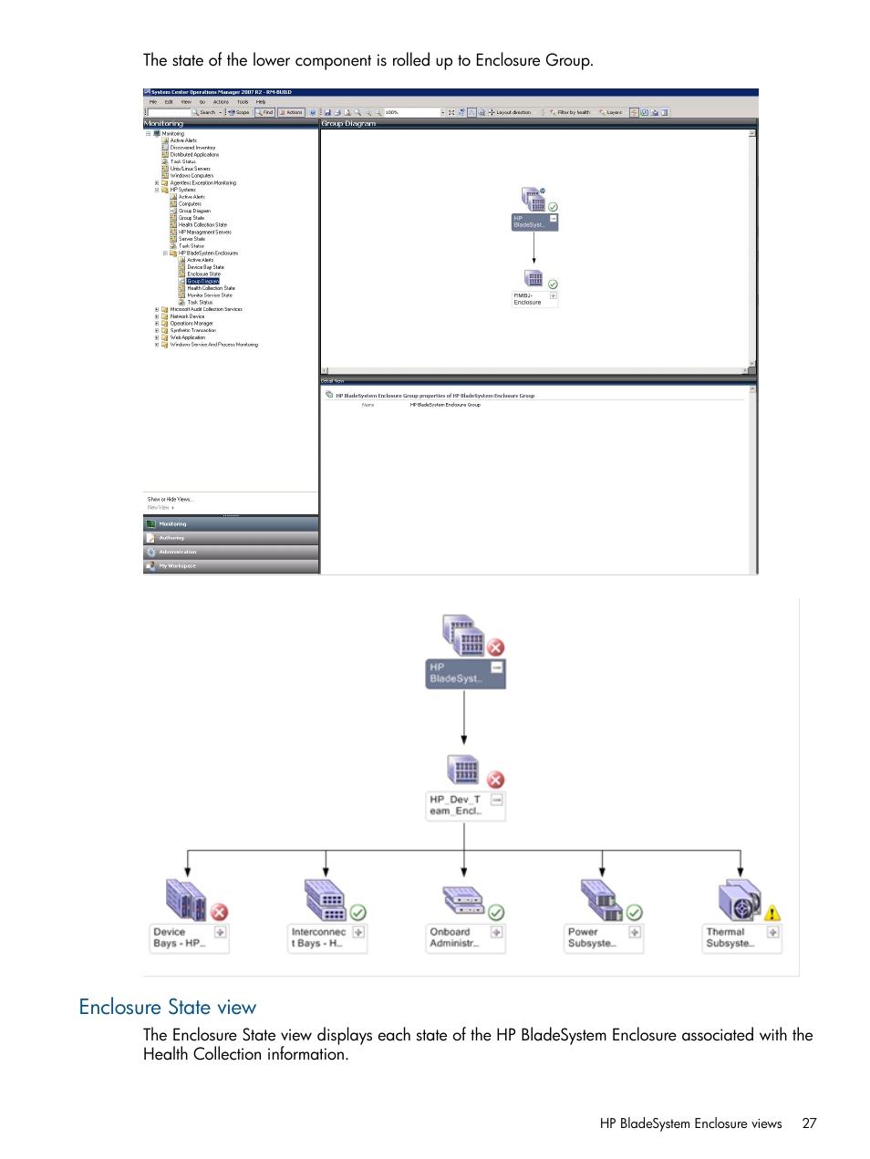 Enclosure state view | HP OneView for Microsoft System Center User Manual | Page 27 / 60