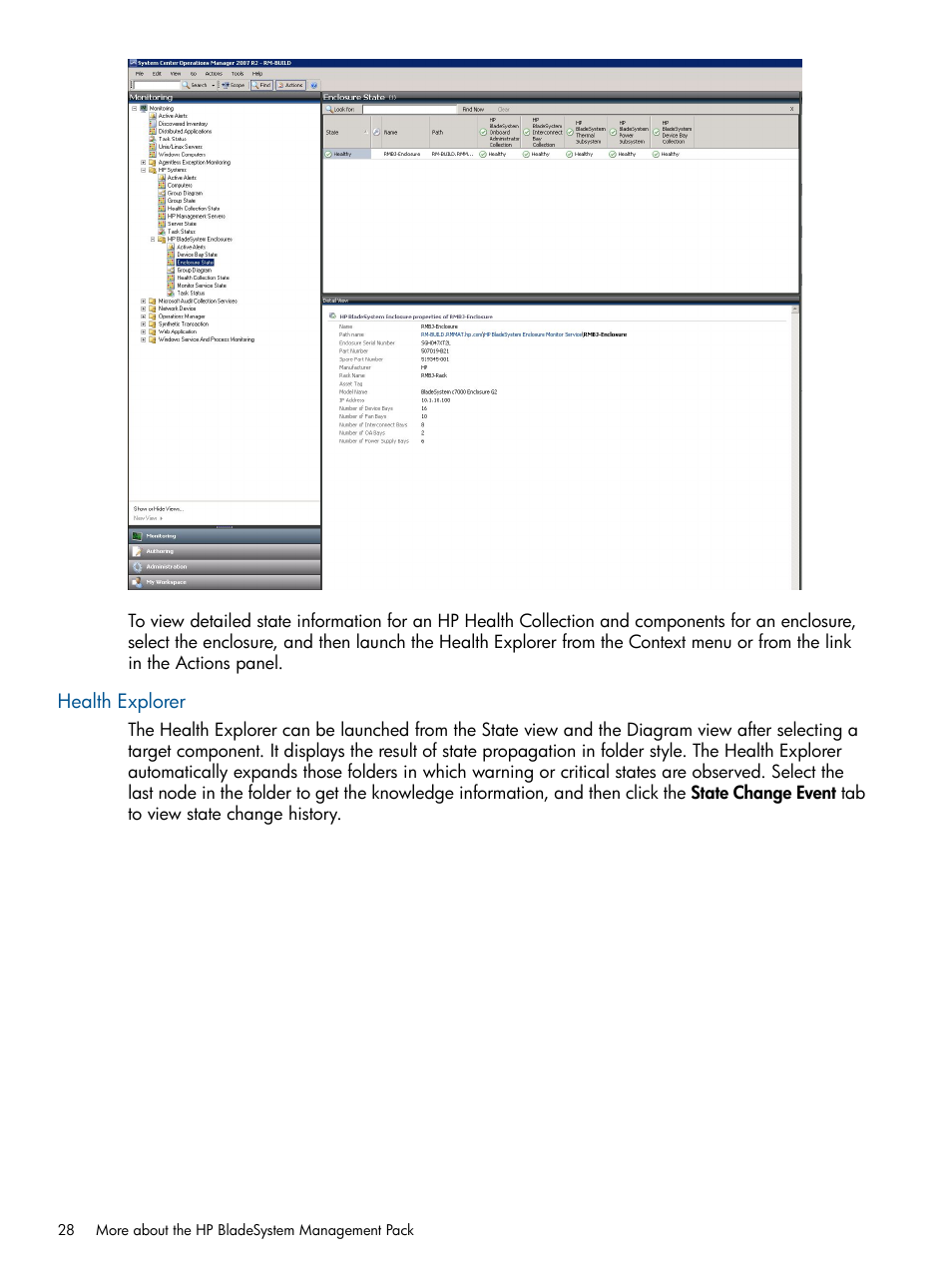 Health explorer | HP OneView for Microsoft System Center User Manual | Page 28 / 60