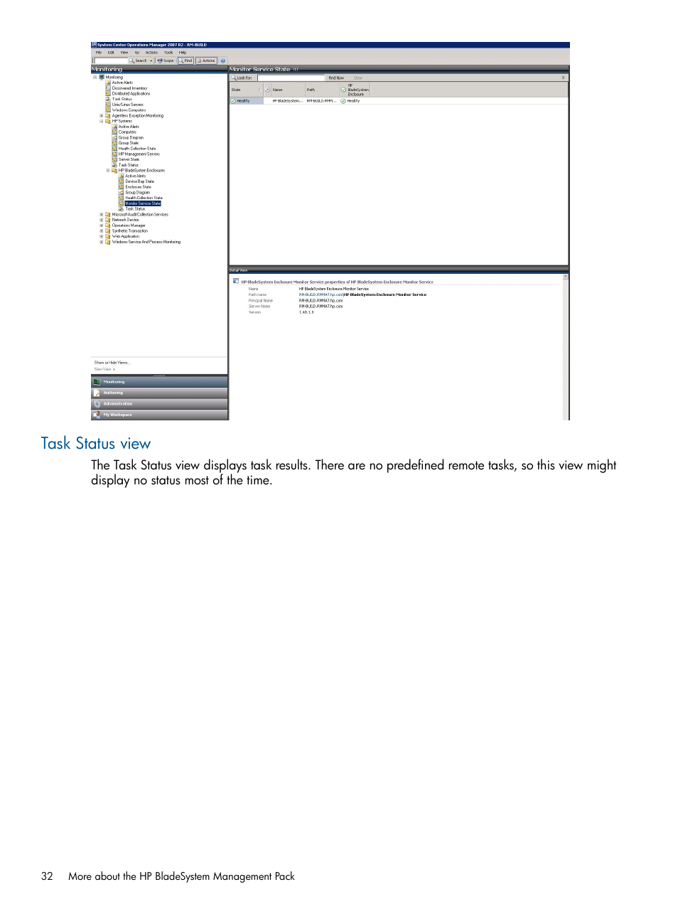 Task status view | HP OneView for Microsoft System Center User Manual | Page 32 / 60