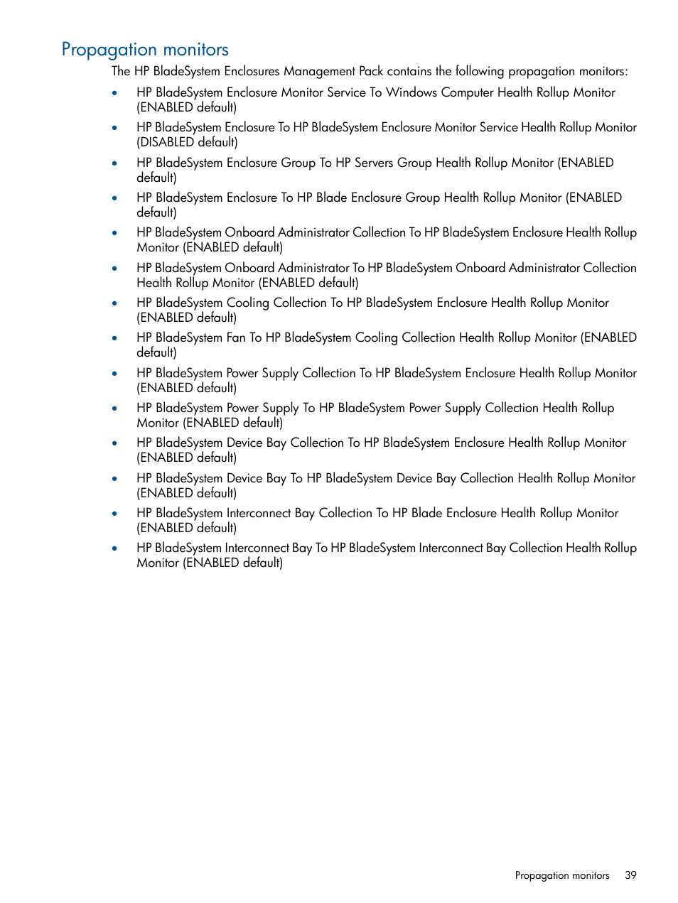 Propagation monitors | HP OneView for Microsoft System Center User Manual | Page 39 / 60