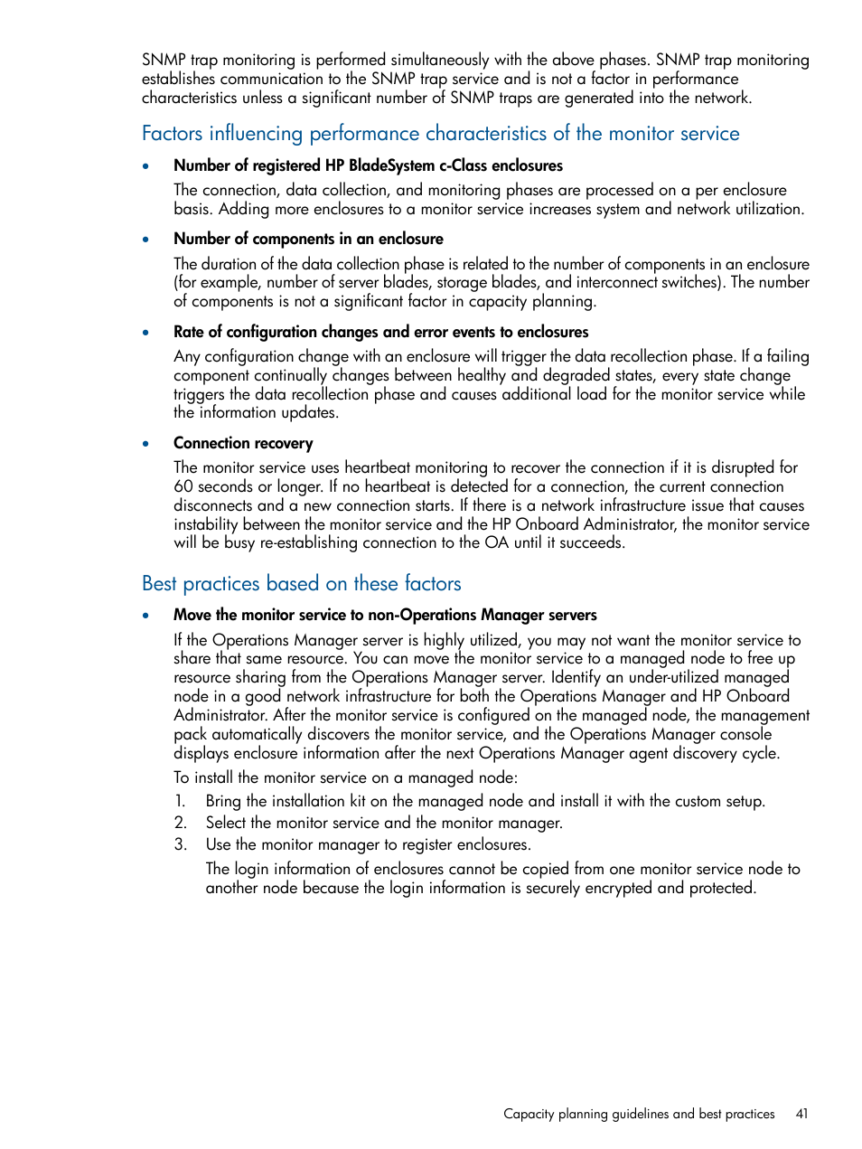 Best practices based on these factors | HP OneView for Microsoft System Center User Manual | Page 41 / 60