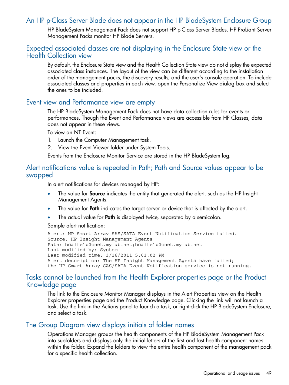 Event view and performance view are empty | HP OneView for Microsoft System Center User Manual | Page 49 / 60