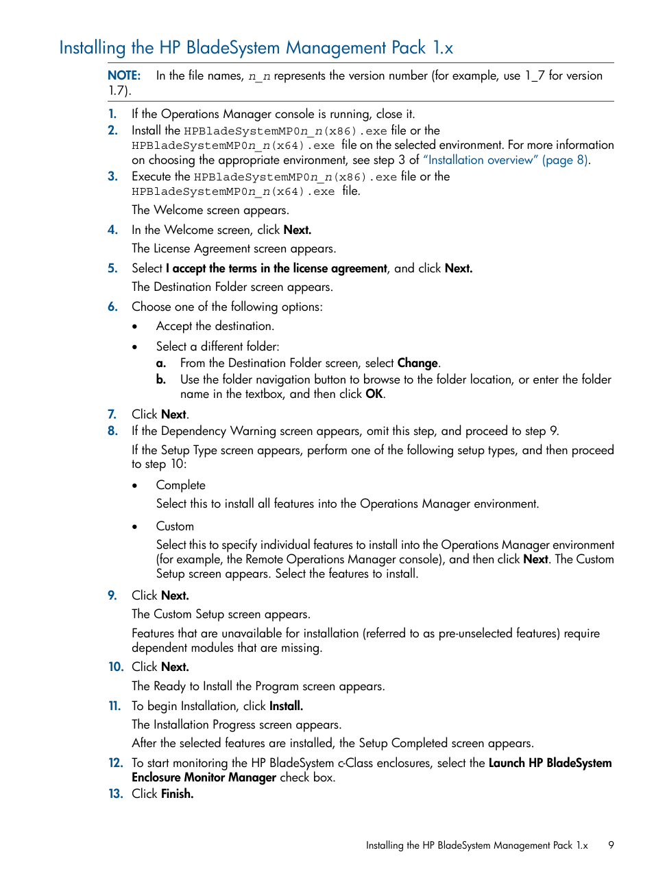 Installing the hp bladesystem management pack 1.x | HP OneView for Microsoft System Center User Manual | Page 9 / 60