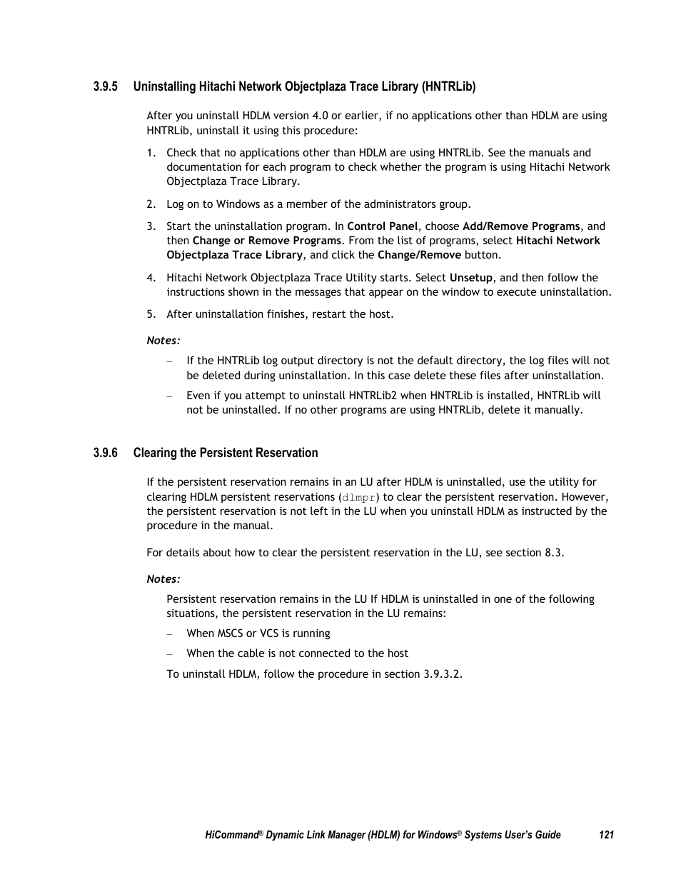 6 clearing the persistent reservation | HP Hitachi Dynamic Link Manager Software User Manual | Page 137 / 411
