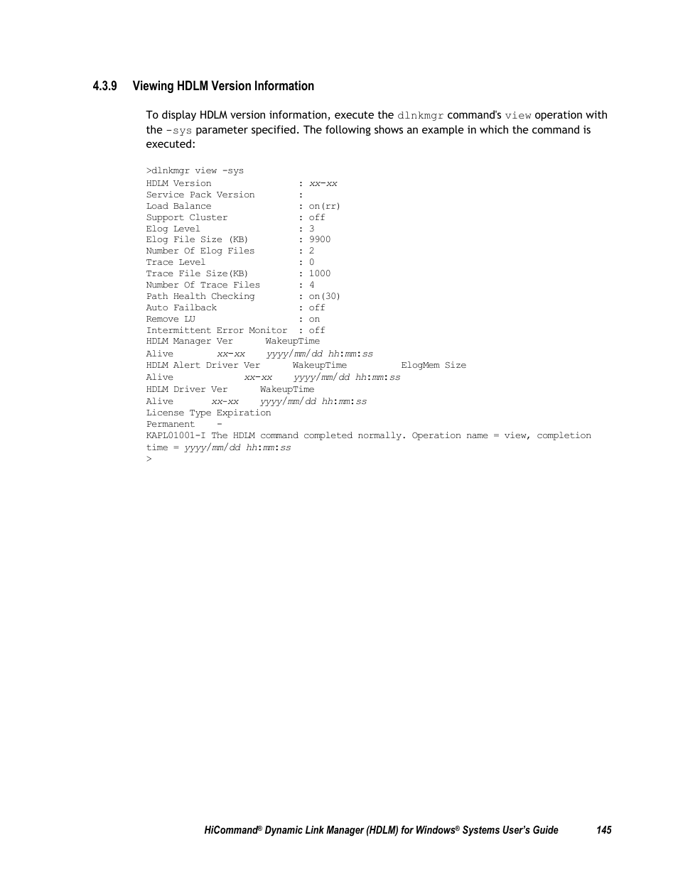 9 viewing hdlm version information | HP Hitachi Dynamic Link Manager Software User Manual | Page 161 / 411