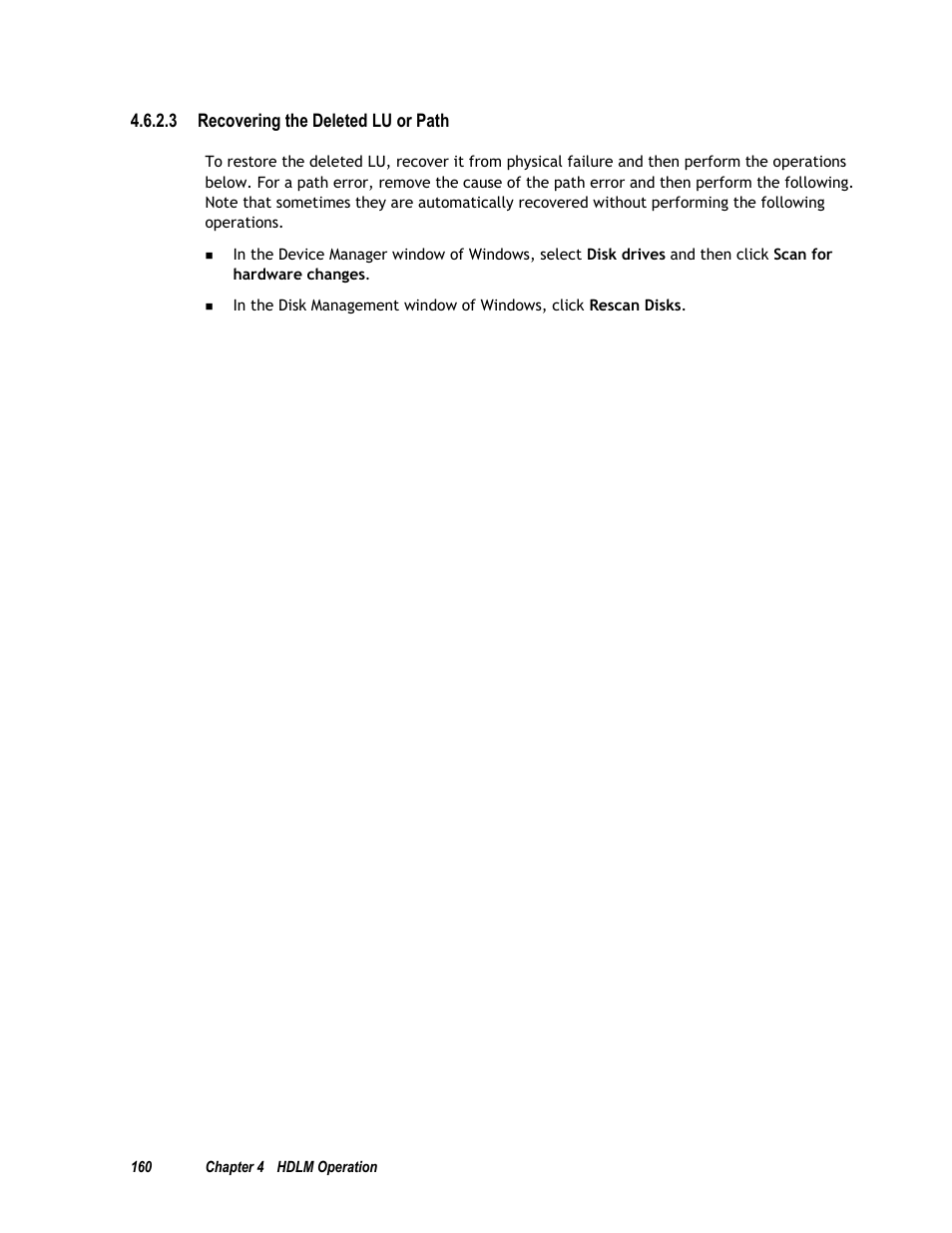 3 recovering the deleted lu or path | HP Hitachi Dynamic Link Manager Software User Manual | Page 176 / 411