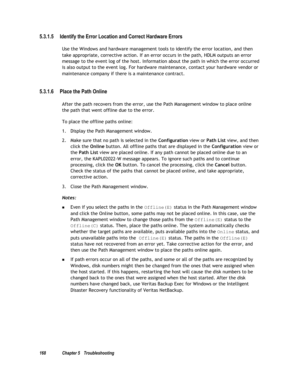 6 place the path online | HP Hitachi Dynamic Link Manager Software User Manual | Page 184 / 411