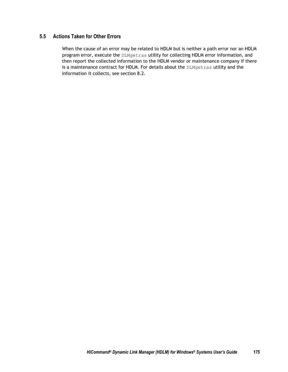 5 actions taken for other errors | HP Hitachi Dynamic Link Manager Software User Manual | Page 191 / 411