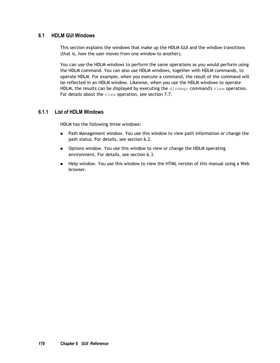 1 hdlm gui windows, 1 list of hdlm windows | HP Hitachi Dynamic Link Manager Software User Manual | Page 194 / 411