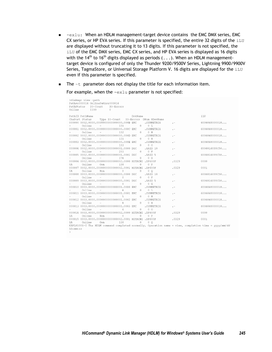 HP Hitachi Dynamic Link Manager Software User Manual | Page 261 / 411