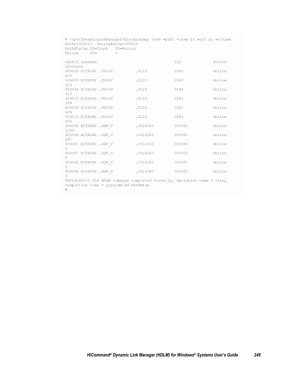 HP Hitachi Dynamic Link Manager Software User Manual | Page 265 / 411
