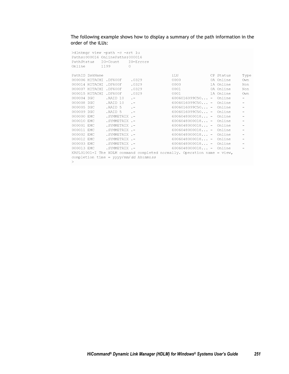 HP Hitachi Dynamic Link Manager Software User Manual | Page 267 / 411