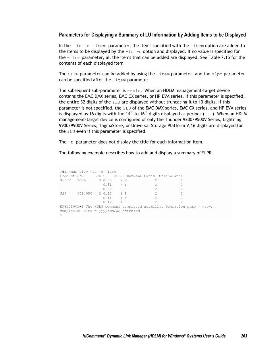 HP Hitachi Dynamic Link Manager Software User Manual | Page 279 / 411