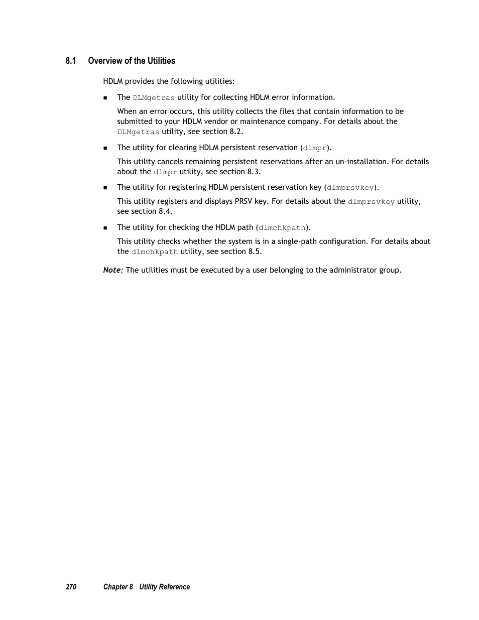 1 overview of the utilities | HP Hitachi Dynamic Link Manager Software User Manual | Page 286 / 411