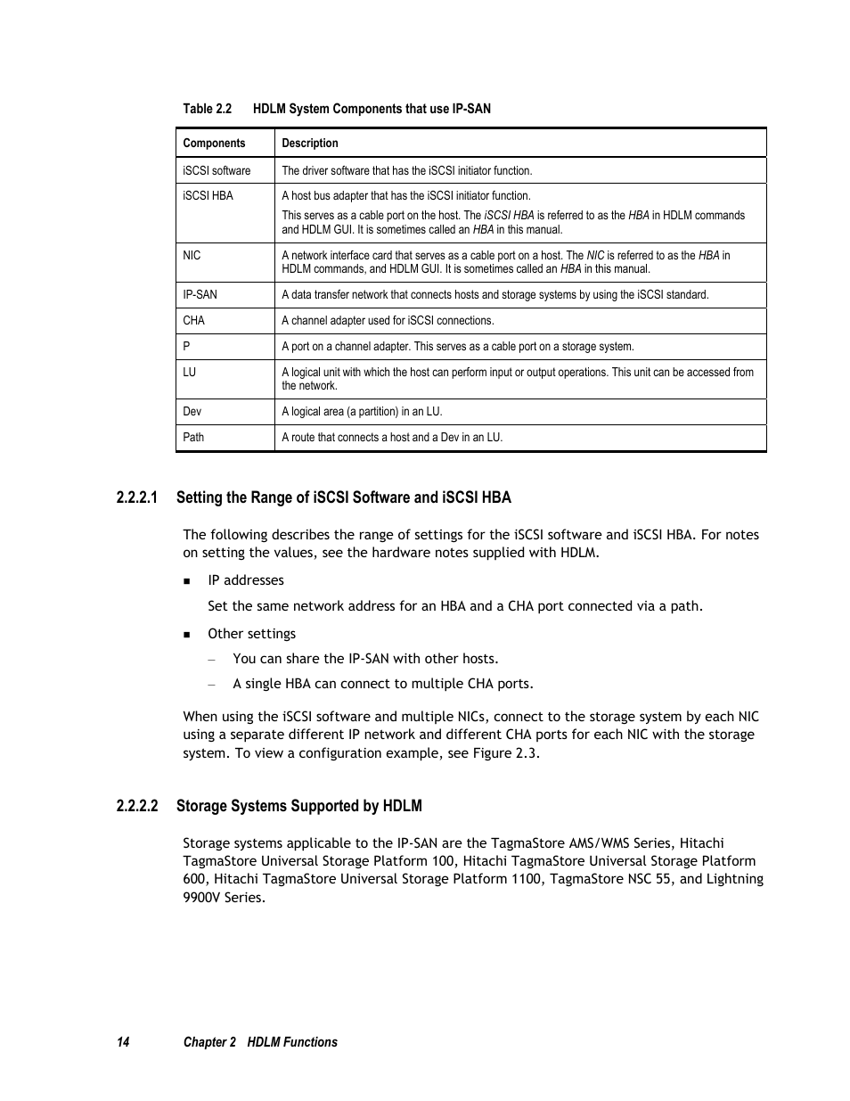 Storage systems supported by hdlm, 2 storage systems supported by hdlm | HP Hitachi Dynamic Link Manager Software User Manual | Page 30 / 411