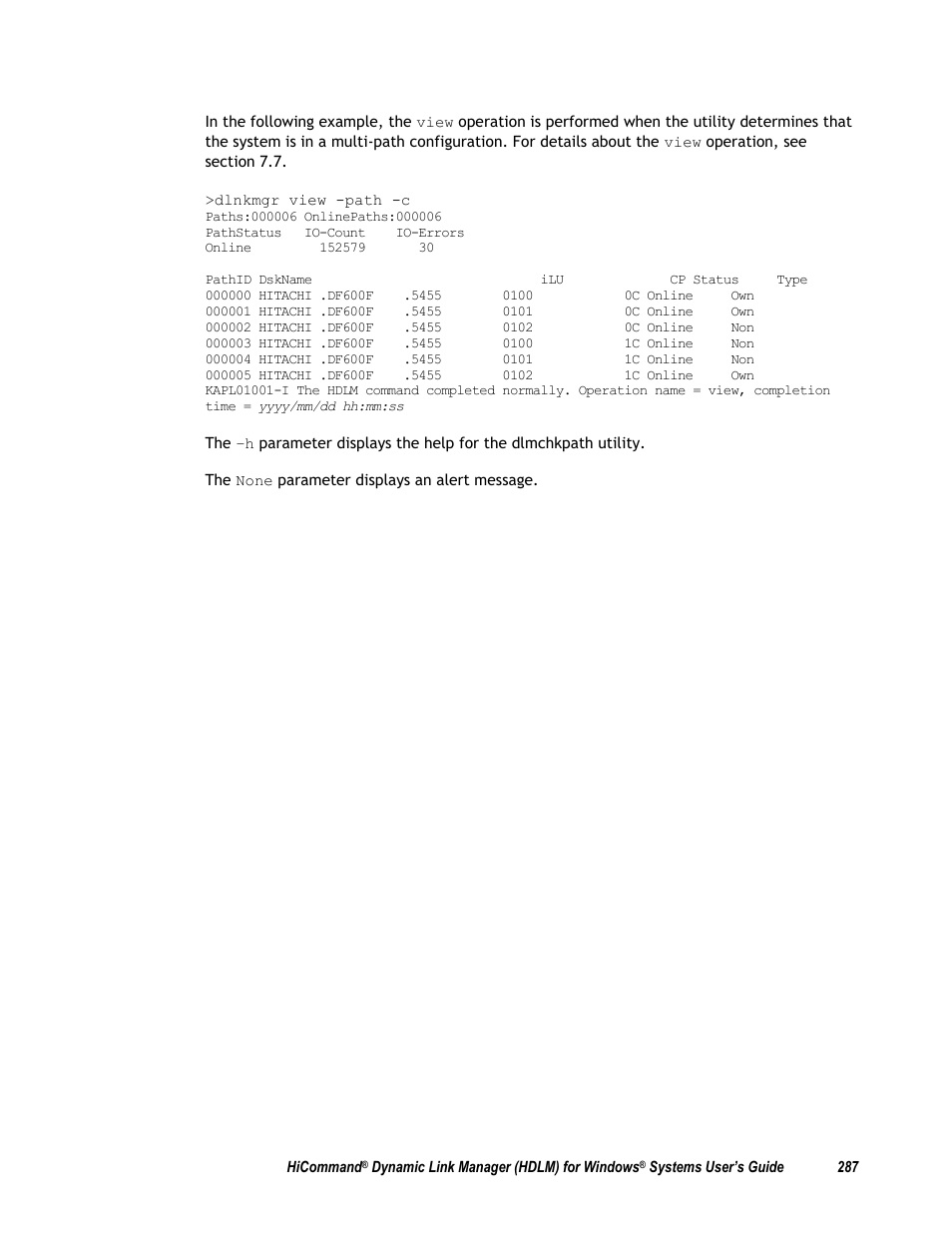 HP Hitachi Dynamic Link Manager Software User Manual | Page 303 / 411