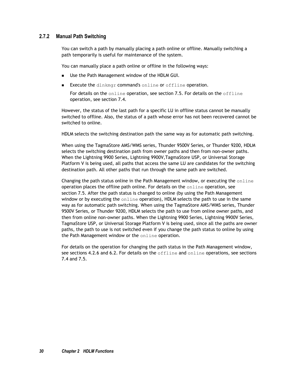 2 manual path switching | HP Hitachi Dynamic Link Manager Software User Manual | Page 46 / 411