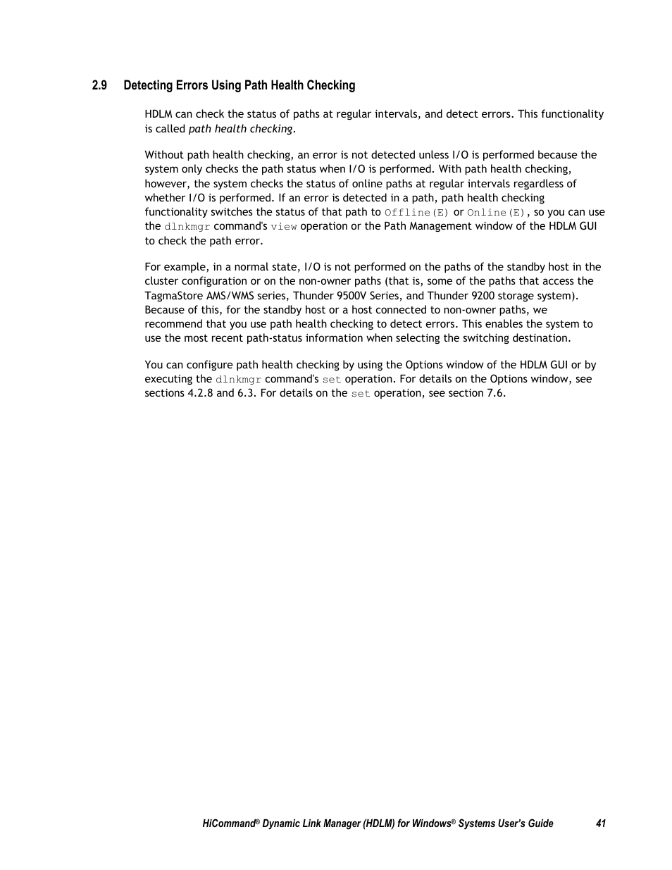 9 detecting errors using path health checking | HP Hitachi Dynamic Link Manager Software User Manual | Page 57 / 411