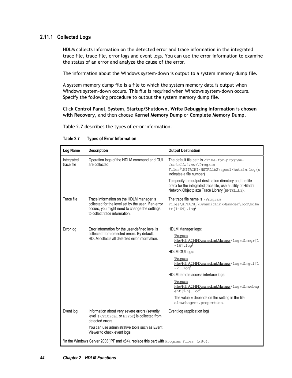 Collected logs, 1 collected logs | HP Hitachi Dynamic Link Manager Software User Manual | Page 60 / 411