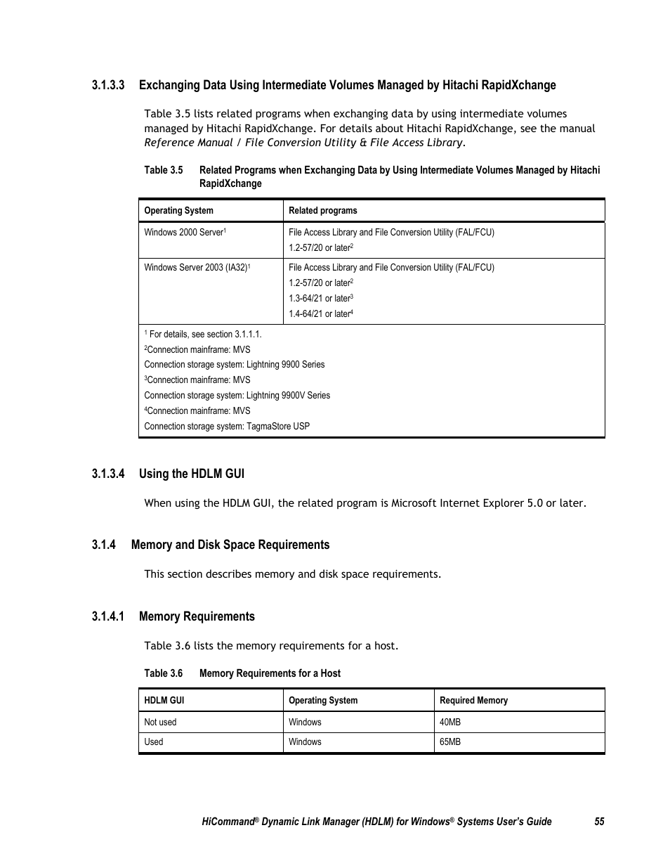 4 memory and disk space requirements, 4 using the hdlm gui | HP Hitachi Dynamic Link Manager Software User Manual | Page 71 / 411