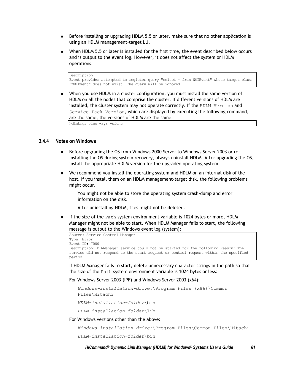 4 notes on windows | HP Hitachi Dynamic Link Manager Software User Manual | Page 77 / 411