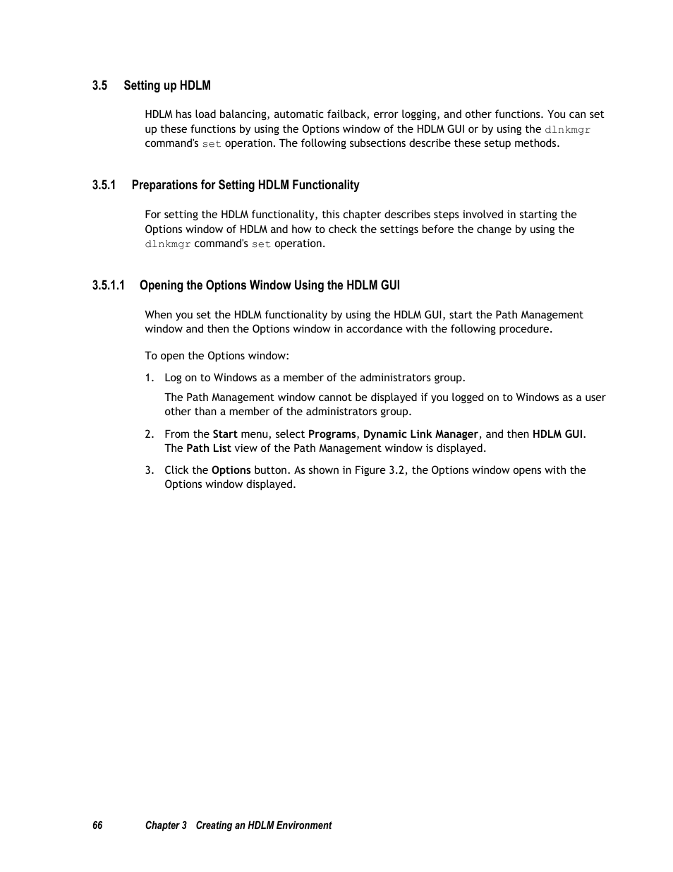 5 setting up hdlm, 1 preparations for setting hdlm functionality, Setting up hdlm (see section 3.5) | HP Hitachi Dynamic Link Manager Software User Manual | Page 82 / 411