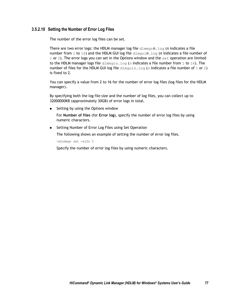 10 setting the number of error log files | HP Hitachi Dynamic Link Manager Software User Manual | Page 93 / 411