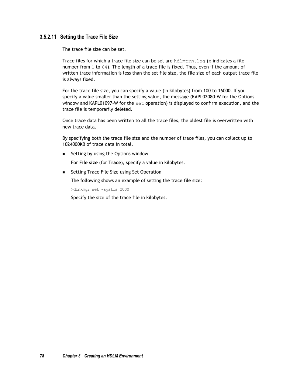 11 setting the trace file size | HP Hitachi Dynamic Link Manager Software User Manual | Page 94 / 411