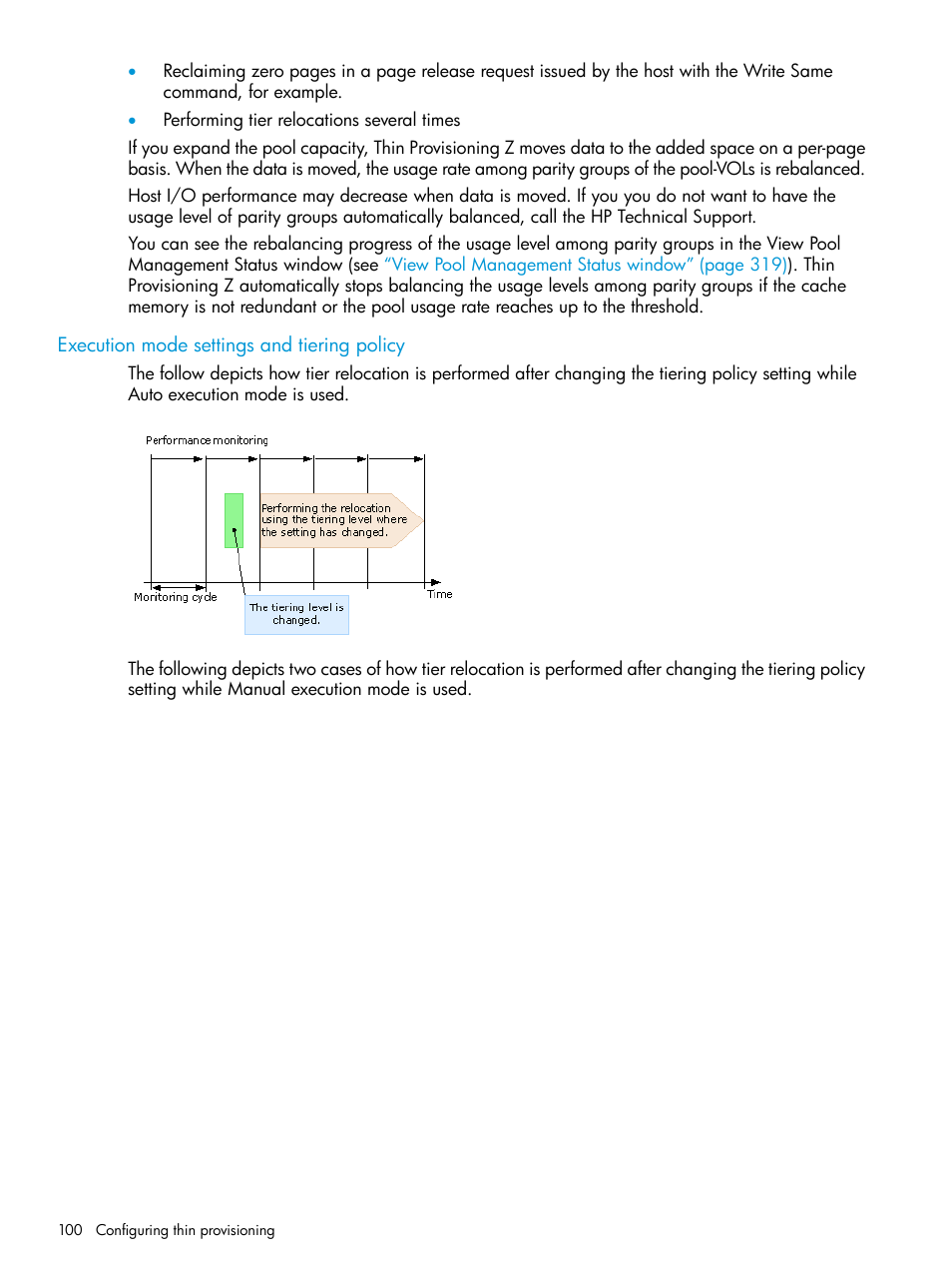 Execution mode settings and tiering policy, Execution mode settings and tiering, Execution | HP XP7 Storage User Manual | Page 100 / 338