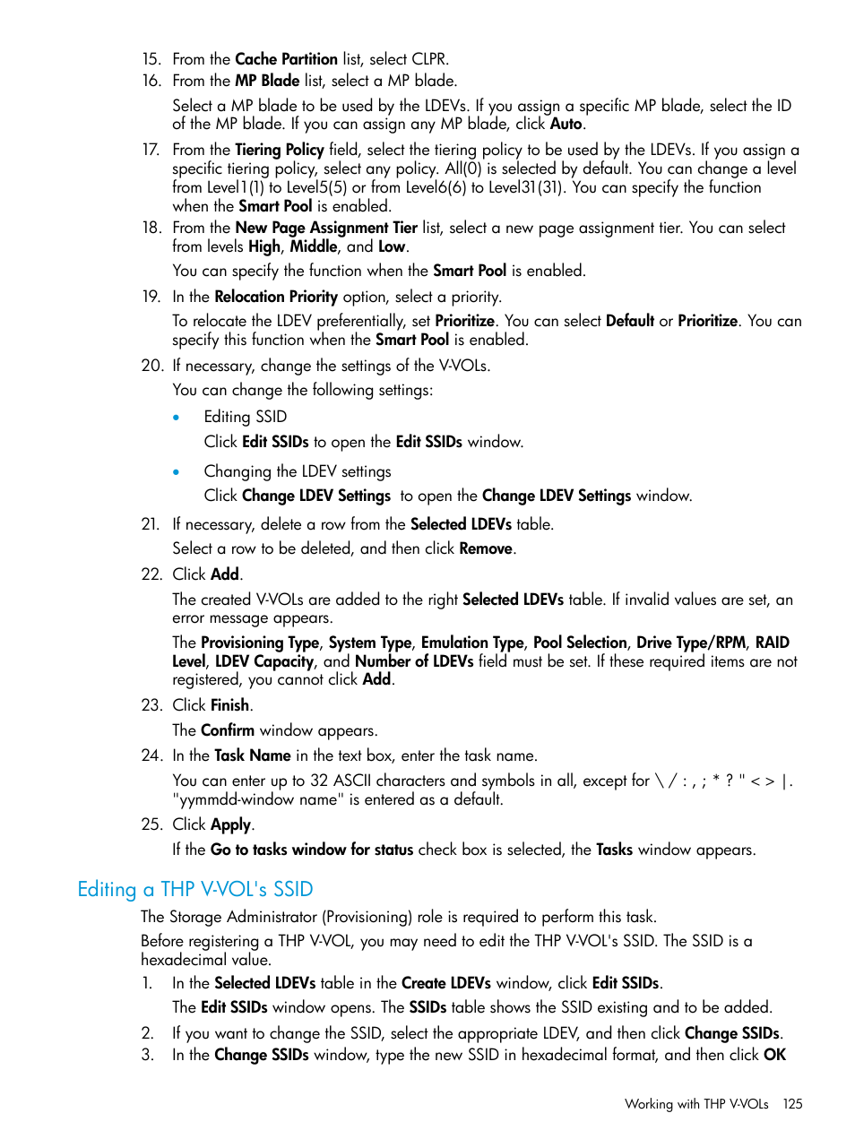 Editing a thp v-vol's ssid | HP XP7 Storage User Manual | Page 125 / 338