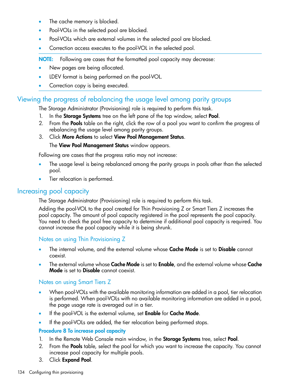 Increasing pool capacity | HP XP7 Storage User Manual | Page 134 / 338