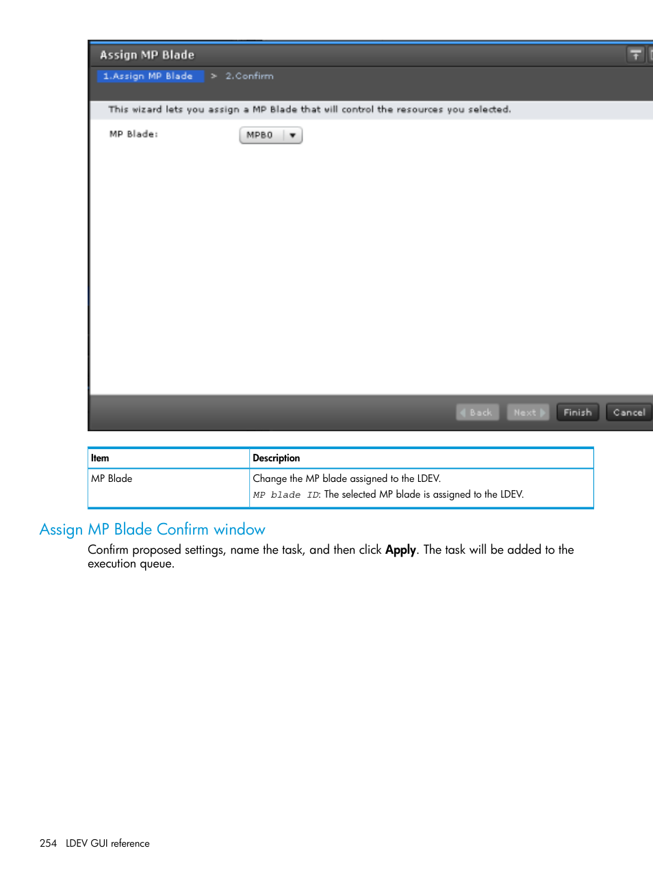 Assign mp blade confirm window | HP XP7 Storage User Manual | Page 254 / 338