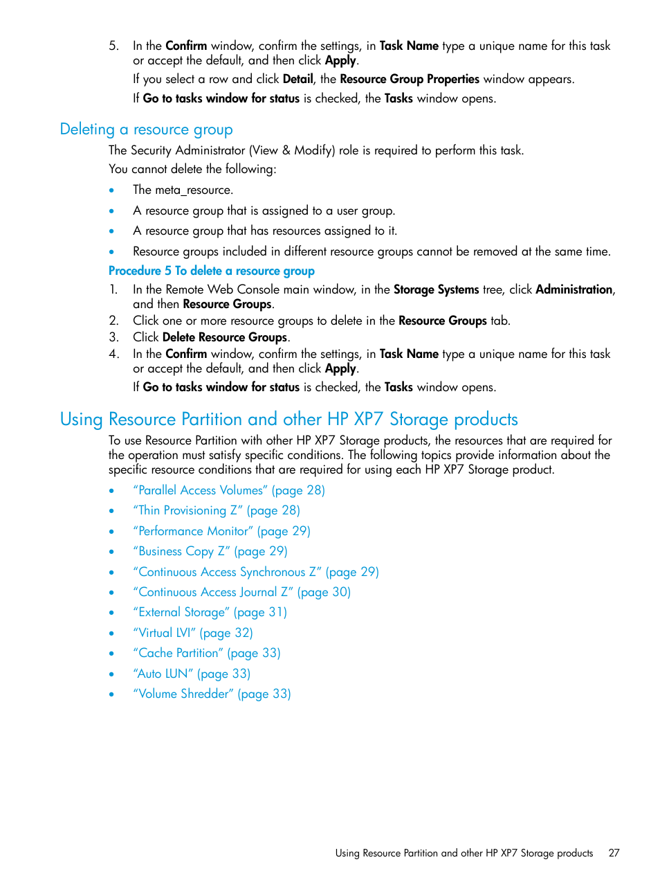 Deleting a resource group | HP XP7 Storage User Manual | Page 27 / 338