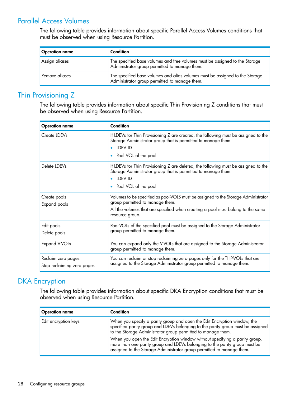 Parallel access volumes, Thin provisioning z, Dka encryption | HP XP7 Storage User Manual | Page 28 / 338