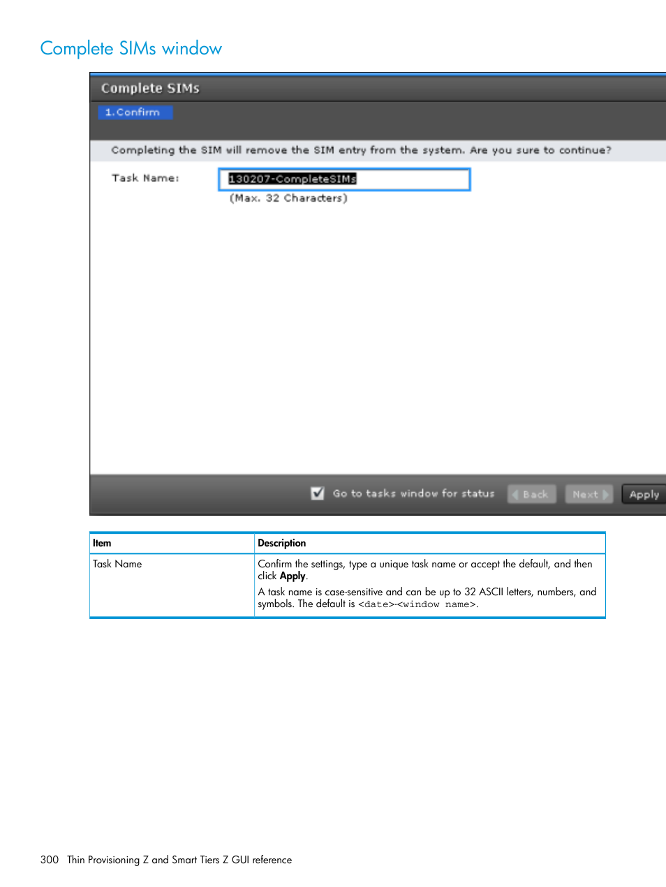 Complete sims window | HP XP7 Storage User Manual | Page 300 / 338