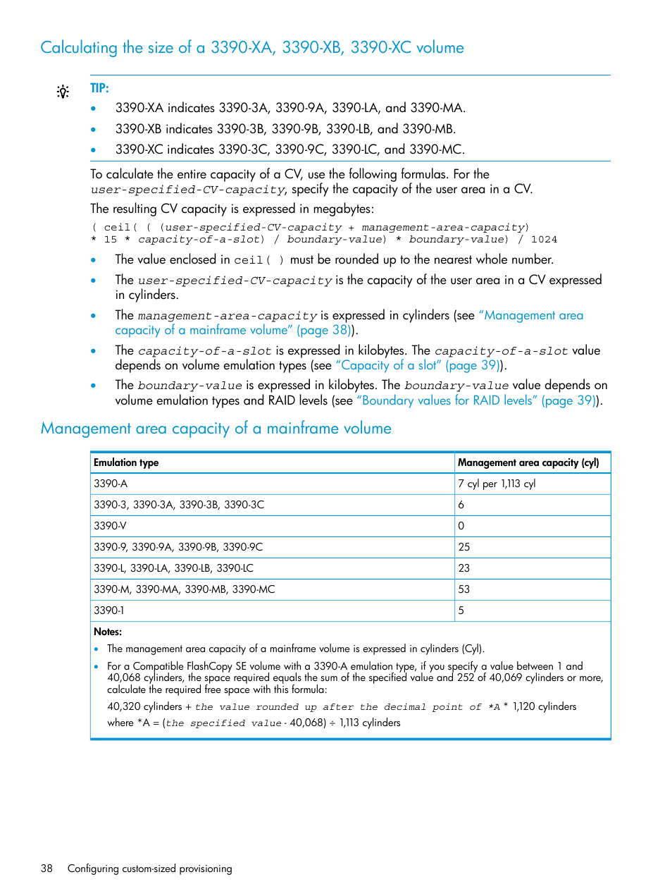 Management area capacity of a mainframe volume, Management area | HP XP7 Storage User Manual | Page 38 / 338
