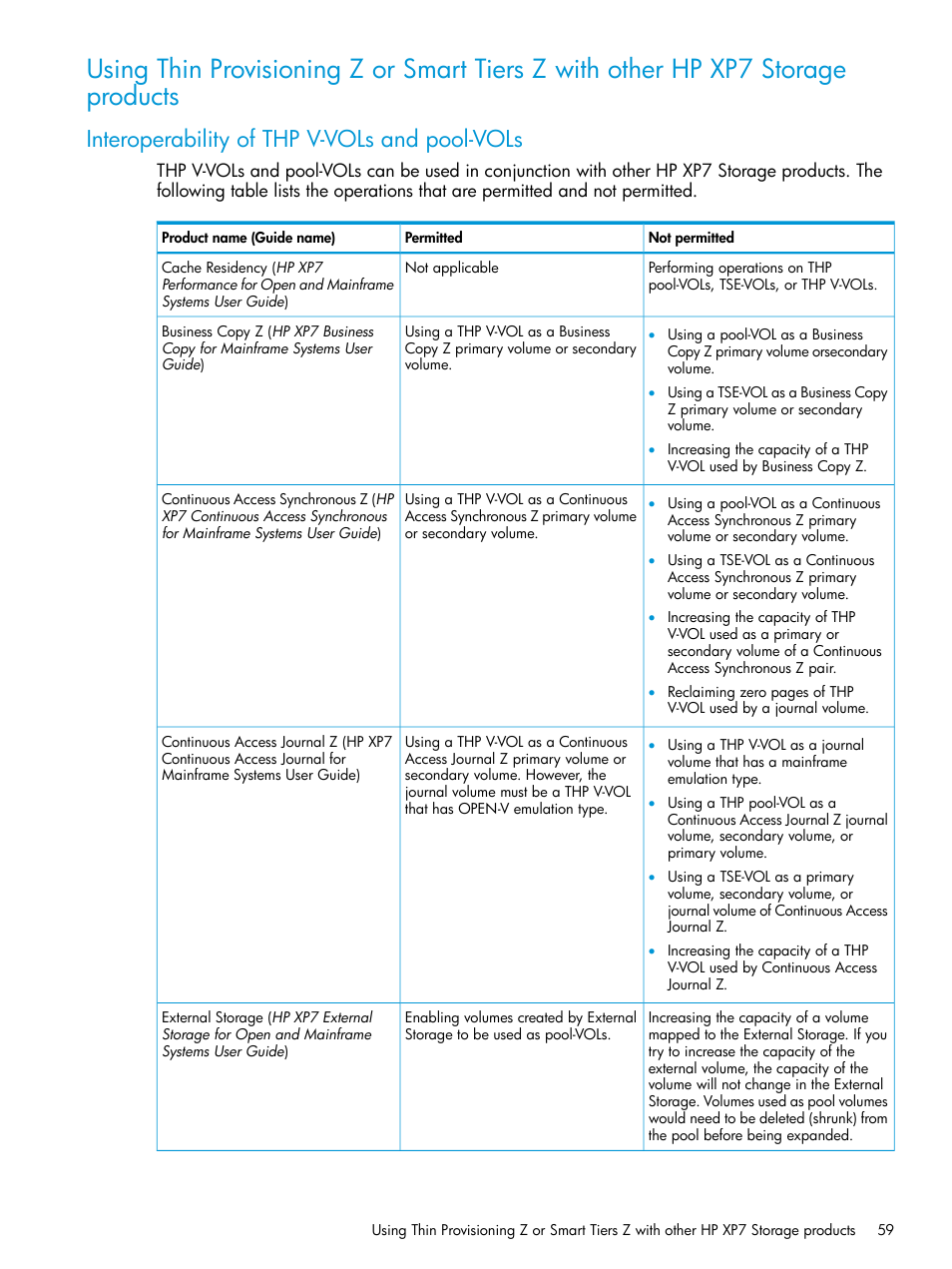 Interoperability of thp v-vols and pool-vols | HP XP7 Storage User Manual | Page 59 / 338