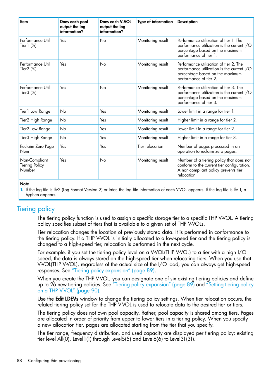 Tiering policy | HP XP7 Storage User Manual | Page 88 / 338