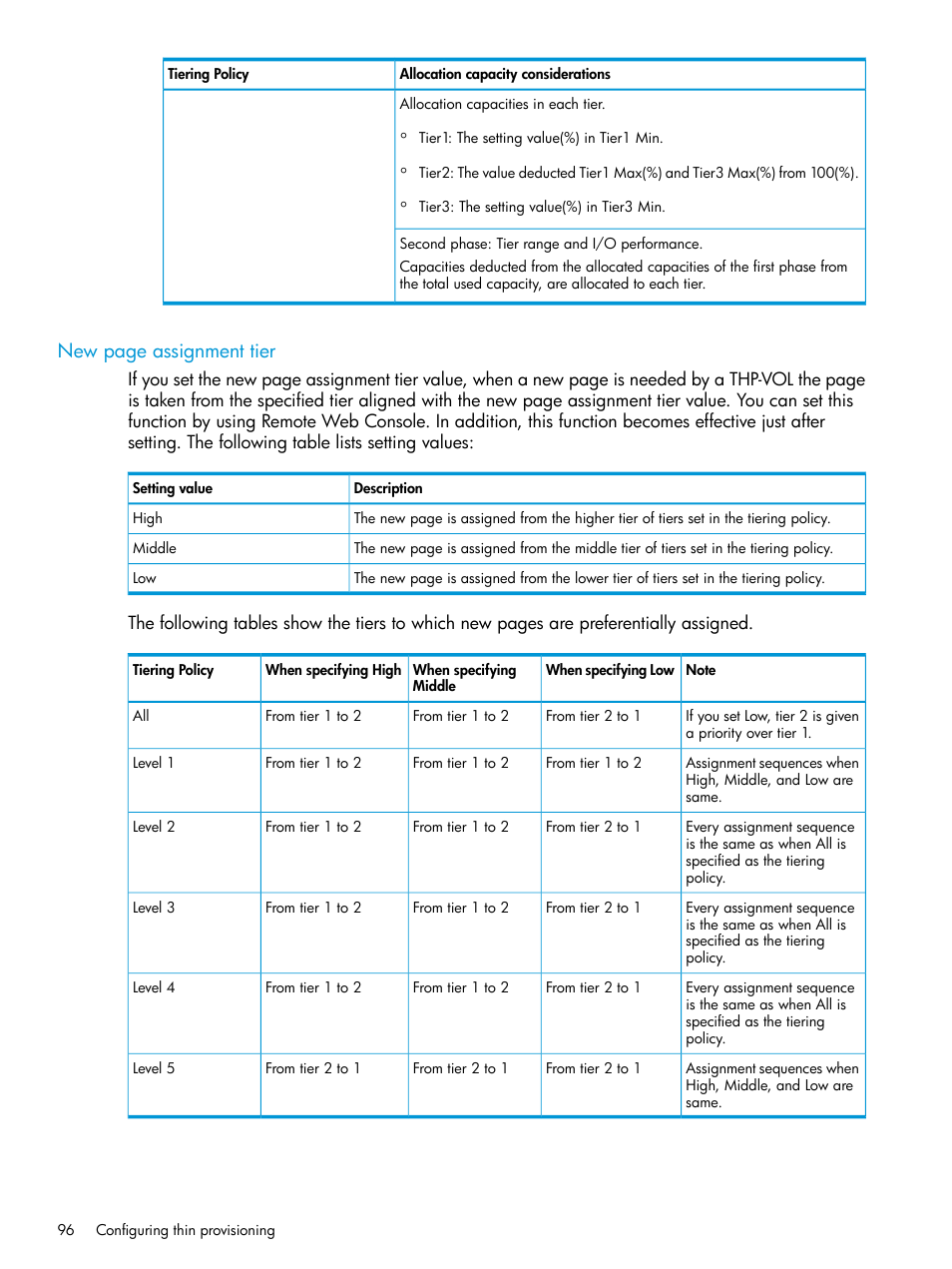 New page assignment tier | HP XP7 Storage User Manual | Page 96 / 338