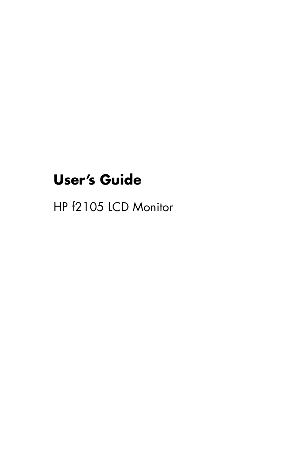 HP f2105 21 inch LCD Monitor User Manual | 74 pages