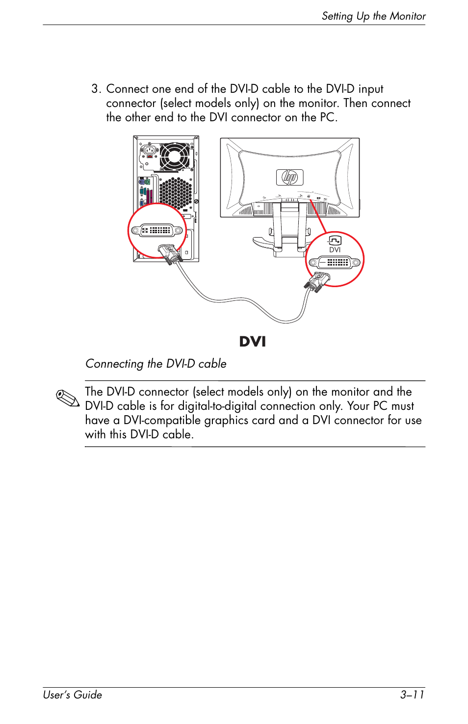 Setting up the monitor user’s guide 3–11 | HP f2105 21 inch LCD Monitor User Manual | Page 31 / 74