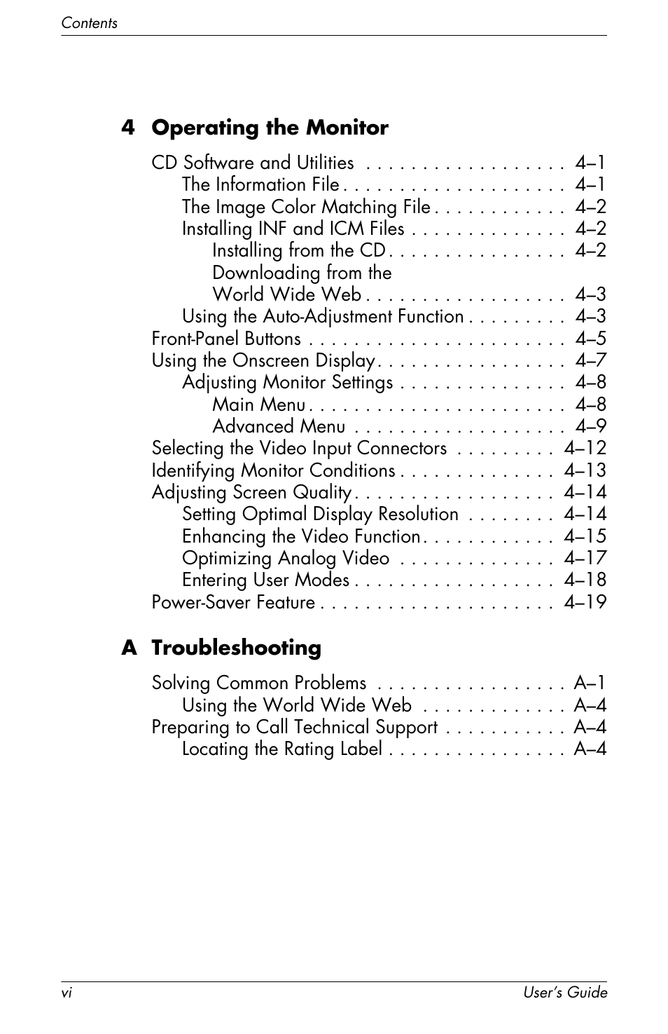 HP f2105 21 inch LCD Monitor User Manual | Page 6 / 74