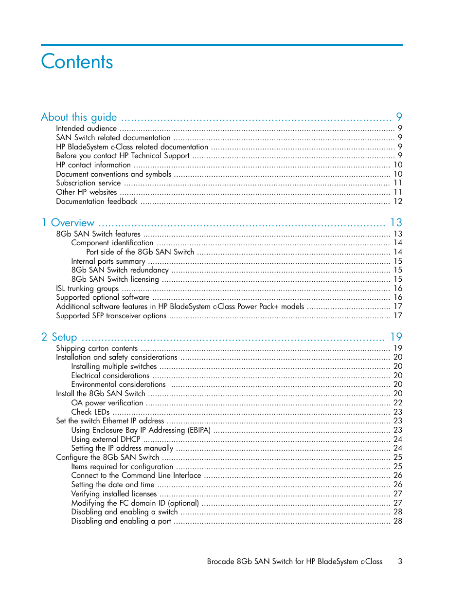 HP Brocade 8Gb SAN Switch for HP BladeSystem c-Class User Manual | Page 3 / 64