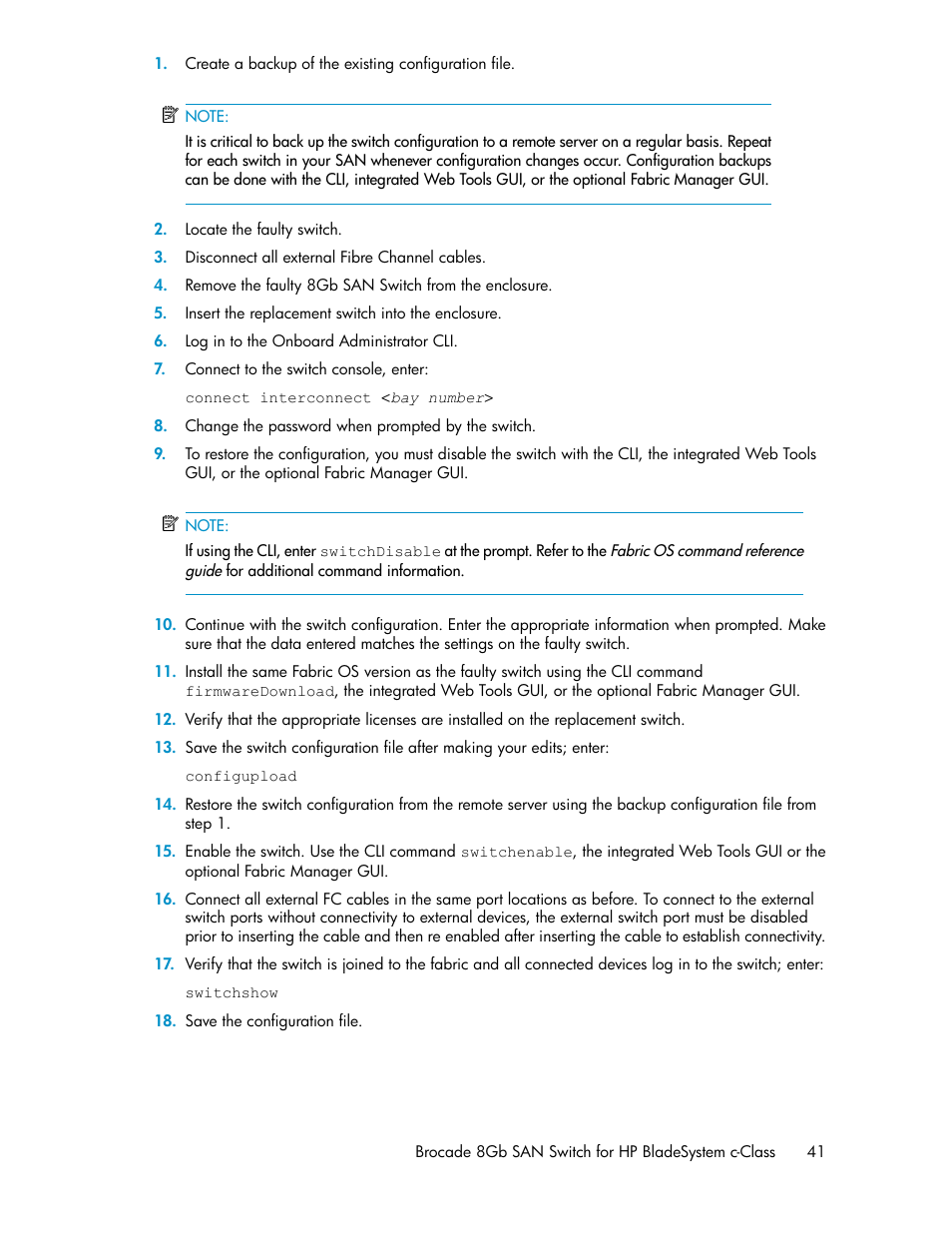 HP Brocade 8Gb SAN Switch for HP BladeSystem c-Class User Manual | Page 41 / 64