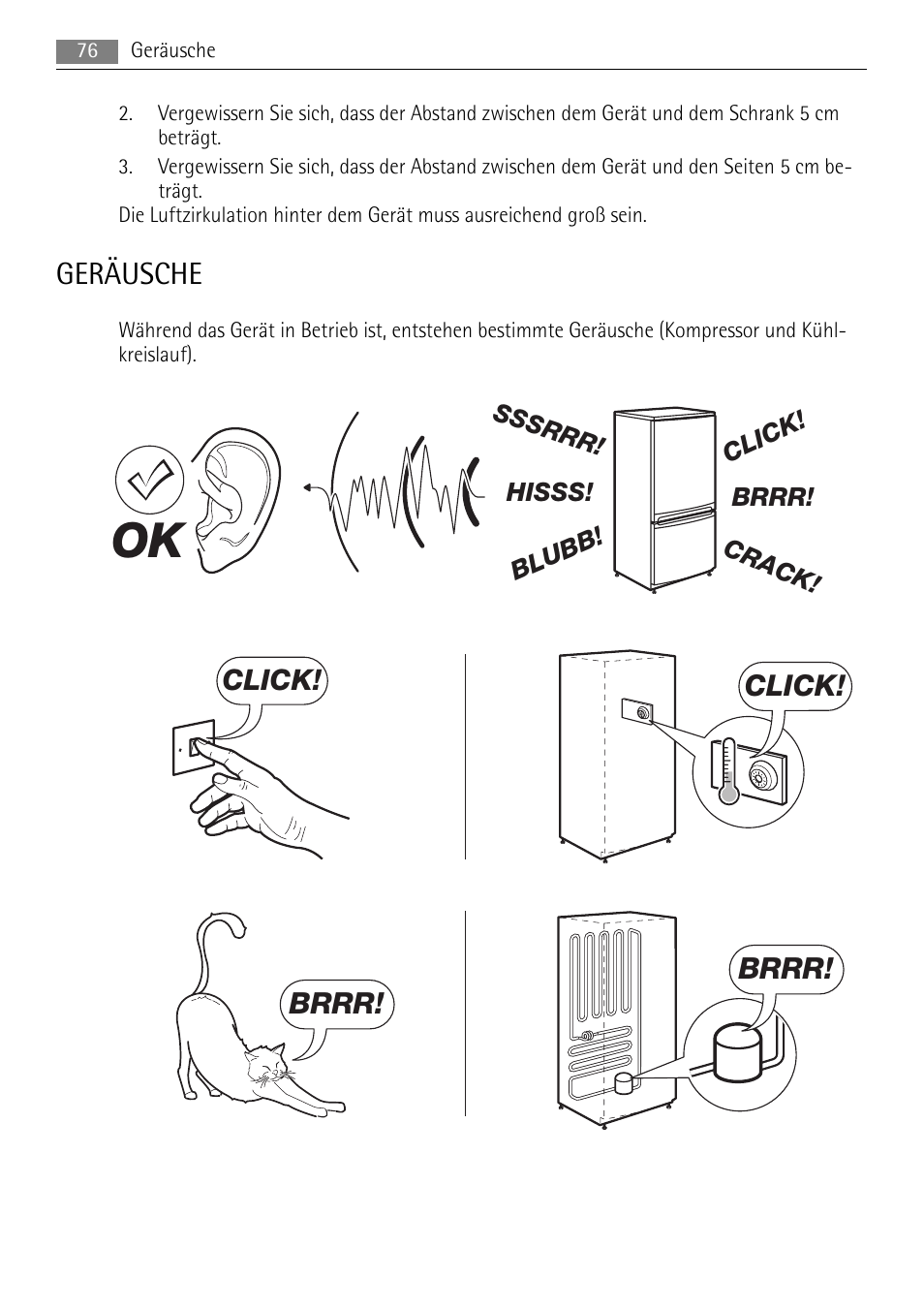 Geräusche, Click, Brrr | AEG A82700HLW0 User Manual | Page 76 / 80