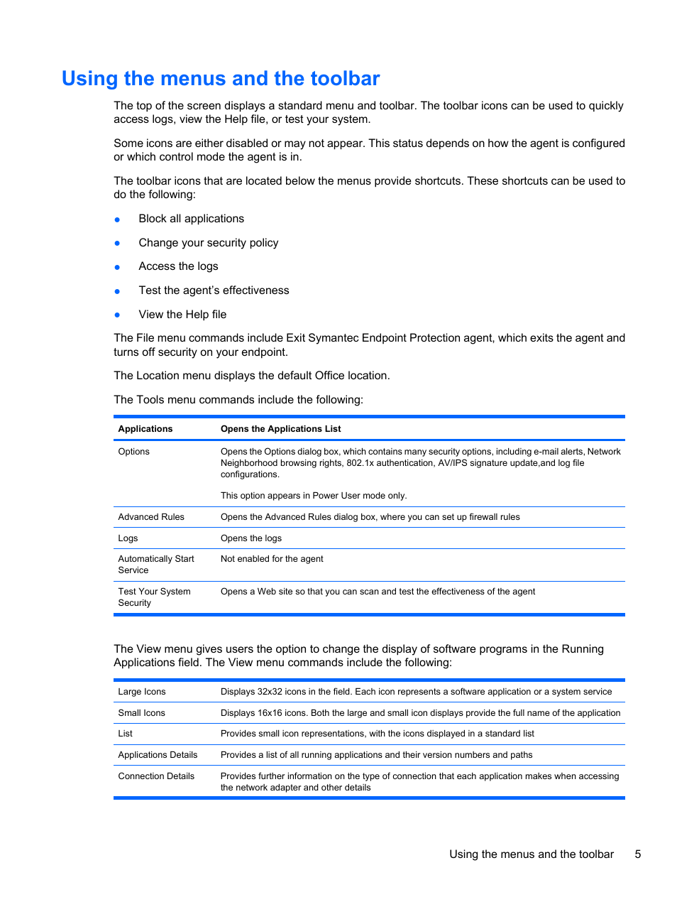 Using the menus and the toolbar | HP t5740 Thin Client User Manual | Page 11 / 33